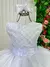 Vestido Infantil Longo Branco Dama Cinto Aplique Flores