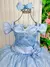 Vestido Infantil Longo Azul Bebê Dama Florista Manga Princesa na internet