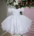 Vestido Infantil Branco Busto Nervura Manga Aplique Flores Daminha - comprar online