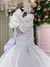 Vestido Infantil Branco Busto Nervura Manga Aplique Flores Daminha - Bebê Unicórnio Loja Infantil