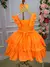 Vestido Infantil Laranja Neon Saia Babados - R$99,90 (pedido pelo WhatsApp) - Bebê Unicórnio Loja Infantil