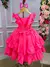 Vestido Infantil Rosa Neon Saia Babados - loja online