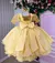 Vestido Infantil Amarelo Renda Tule Glitter Luxo Daminha - Bebê Unicórnio Loja Infantil