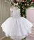 Vestido Infantil Branco Busto Bordado Aplique Flor Laço Daminha - comprar online