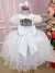 Vestido Baby Branco Manga Drapeada Tule - Bebê Unicórnio Loja Infantil