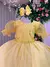 Vestido Infantil Amarelo Renda Tule Glitter Luxo Daminha na internet