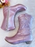Bota infantil Boiadeira Texana Rosé Metalizado Com Zíper e Salto - loja online