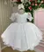 Vestido Infantil Branco Renda Tule Glitter Luxo Daminha