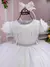 Vestido Baby Branco Manga Drapeada Tule na internet