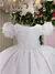 Vestido Infantil Branco Busto Nervura Manga Aplique Flores Daminha na internet