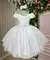 Vestido Infantil Branco Busto Nervura Manga Drapeada Daminha - comprar online