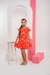 Vestido Infantil Vermelho Corações Dourados Natal