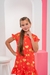 Vestido Infantil Vermelho Corações Dourados Natal - comprar online