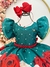 Vestido Infantil Verde Florido Com Cinto Pérolas Natal Festas - Bebê Unicórnio Loja Infantil