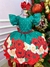 Imagem do Vestido Infantil Verde Florido Com Cinto Pérolas Natal Festas