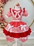 Fantasia Infantil Junino Vermelho Xadrez Com Babados Luxo