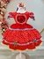 Vestido Infantil Junino Coração Paetê Vermelho Luxo