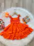 Vestido Infantil Laranja Neon Saia Babados na internet