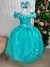 Vestido Infantil Longo Verde Tiffany Dama Florista Manga Princesa - comprar online