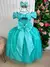 Vestido Infantil Longo Verde Tiffany Dama Florista Manga Princesa - loja online