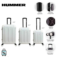 Set Valijas Hummer x3 Blanco (20", 24" y 28")