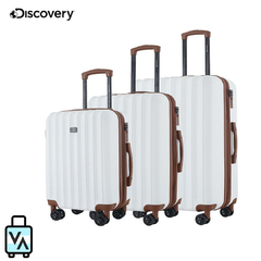 Set Valijas Discovery x3 Blanco y Marrón (20", 24" y 28")