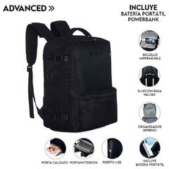 Mochila De Viaje Advanced Travel Negra Incluye Batería - comprar online