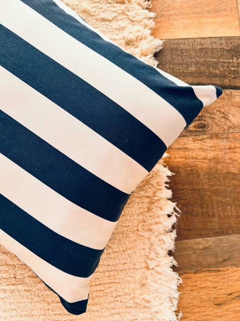 ALMOHADON RAYAS 40x40 AZUL Y BLANCO