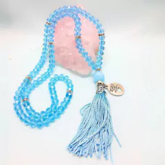 Japamala em Cristal Azul Claro Ho'oponopono 108 contas