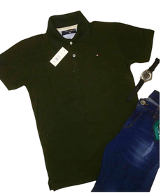 Playera polo de caballero color verde militar - comprar en línea