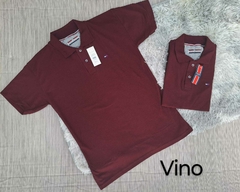 Playera polo de caballero color azul vino