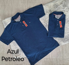 PLAYERA TIPO POLO CABALLERO TONO AZUL PETROLEO