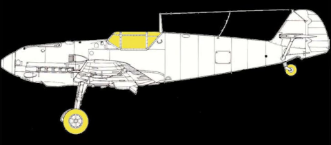 Máscara p/ Bf109 E1/E3 - 1:48