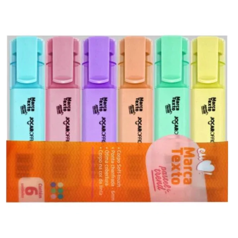 Kit de Marca Texto Jocar Pastel Trend com 6 cores