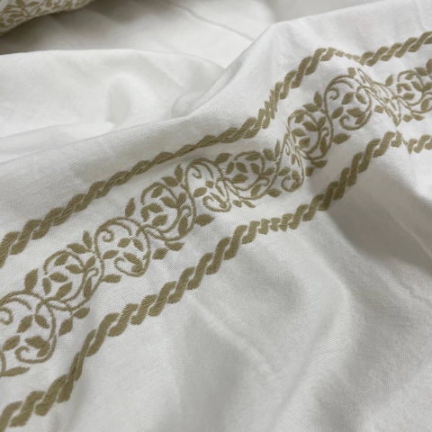 Tusor Bordado Paris - Crudo y Beige