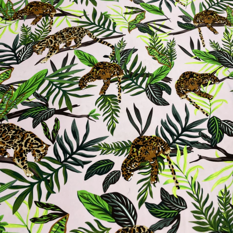 Gasa Crepe Estampada - Leopardo Salvaje