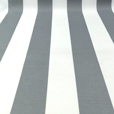 Gabardina Acrílica Estampada - Rayas Bicolor Gris y Blanco