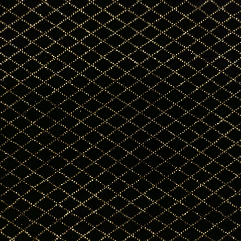 Terciopelo con Glitter - Rombos Negro y Dorado