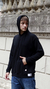 BUZO CANGURO WAFFLE C/CAPUCHA - NEGRO - comprar online