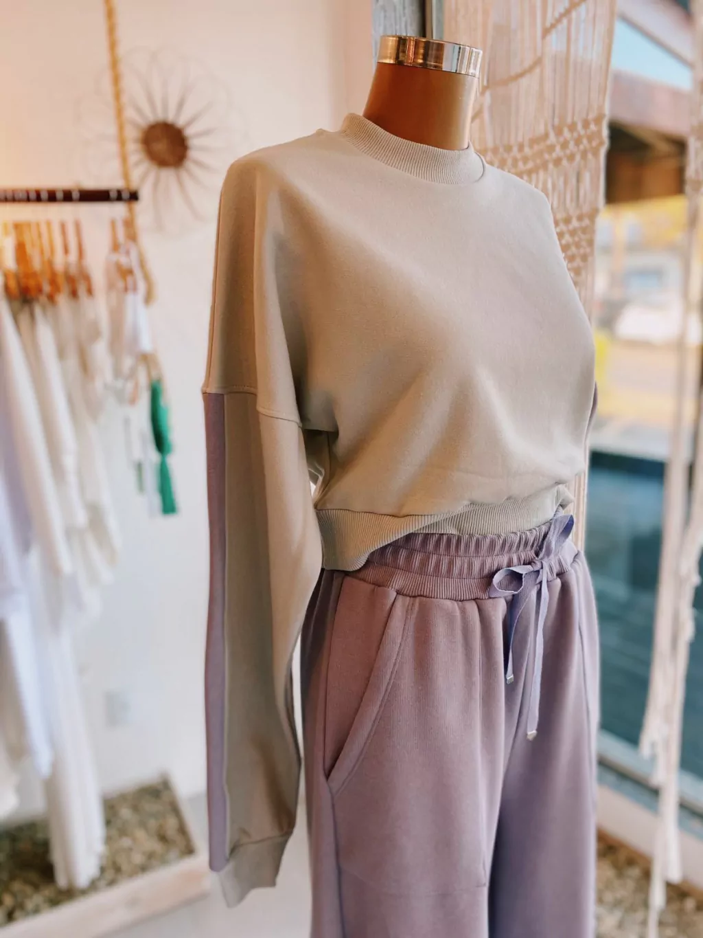 CROPPED MOLETOM BICOLOR CINZA & LAVANDA
