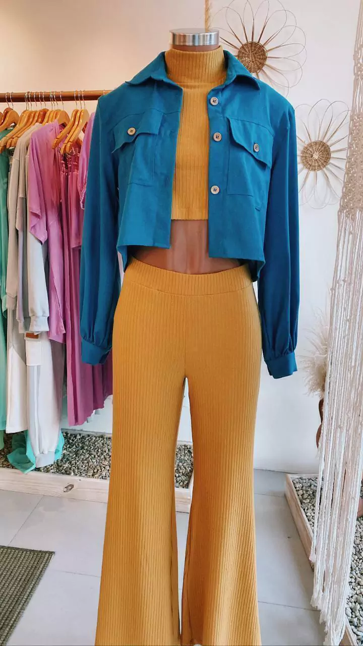 CAMISA CROPPED LINHO FRAN INDIGO