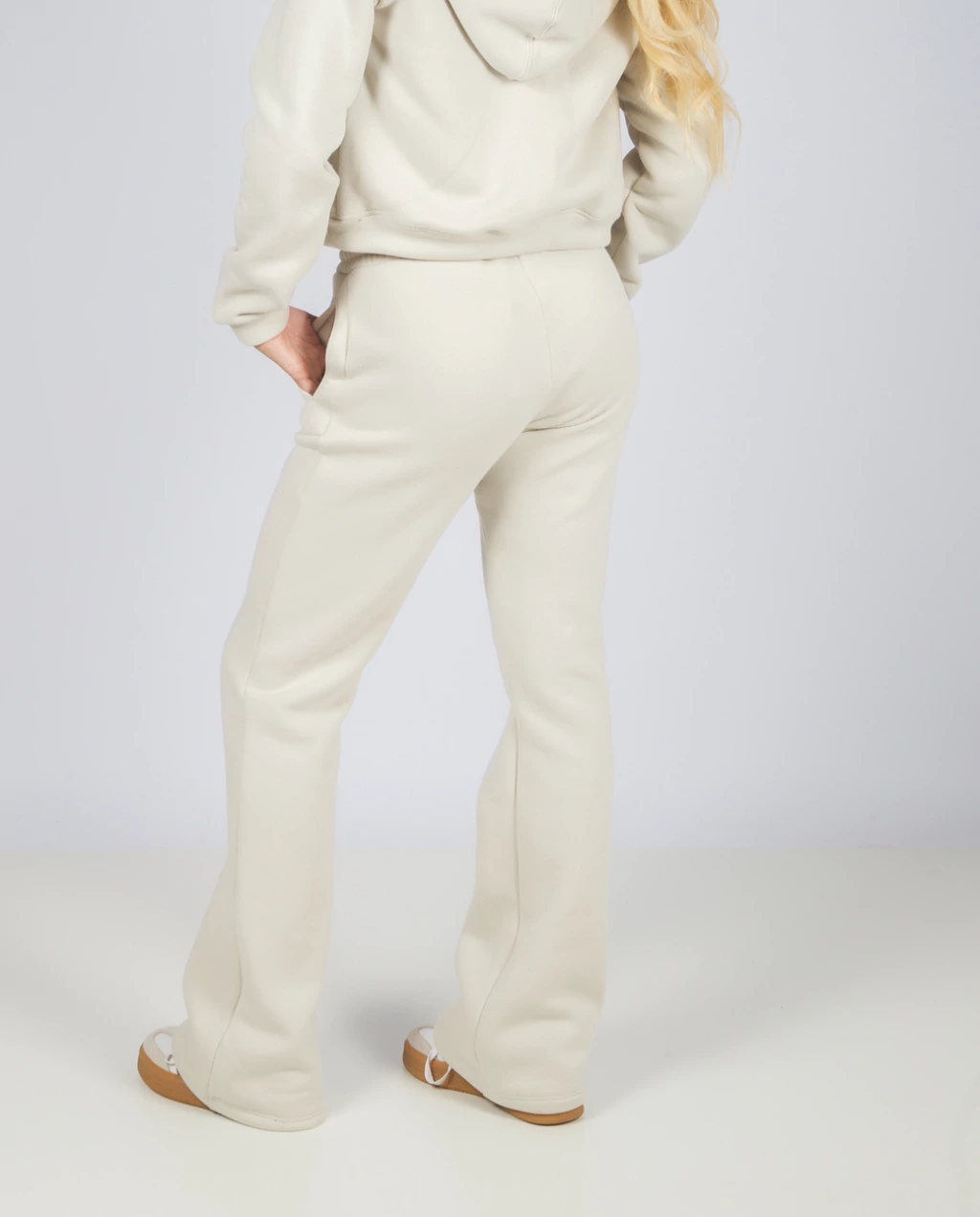 CALÇA WIDE LEG MOLETOM CREAM