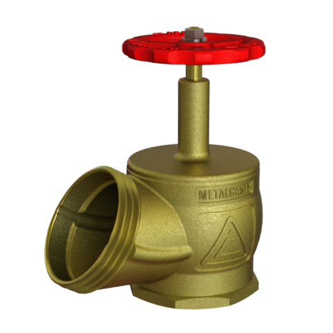 Válvula globo PN10 predial de bronze com manípulo vermelho e conexões rosqueadas BSP de 2.1/2 polegadas em ângulo de 45 graus