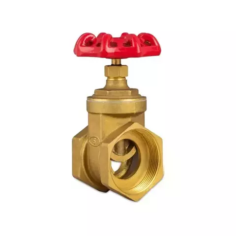 Válvula Gaveta de 2 polegadas PN16 com registro bruto da marca Segurimax, destacando o corpo em bronze e a manopla vermelha.