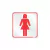 Placa de sinalização sanitário feminino em alumínio, com figura de mulher em vermelho