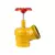 Válvula angular amarela para hidrante, modelo PN16, com diâmetro de 76mm e acionamento manual.