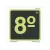 Placa de sinalização fotoluminescente indicando o 8º andar, com fundo escuro e números em destaque.