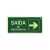 Placa sinalizadora verde com texto "SAÍDA DE EMERGÊNCIA" e uma seta apontando para a direita.
