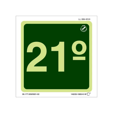 Placa de Sinalização 21. Andar Fotoluminescente 14x14cm PVC - comprar online