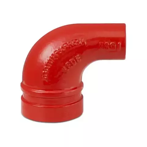 Terminal ranhurado 90° vermelho, utilizado em sistemas de combate a incêndio.